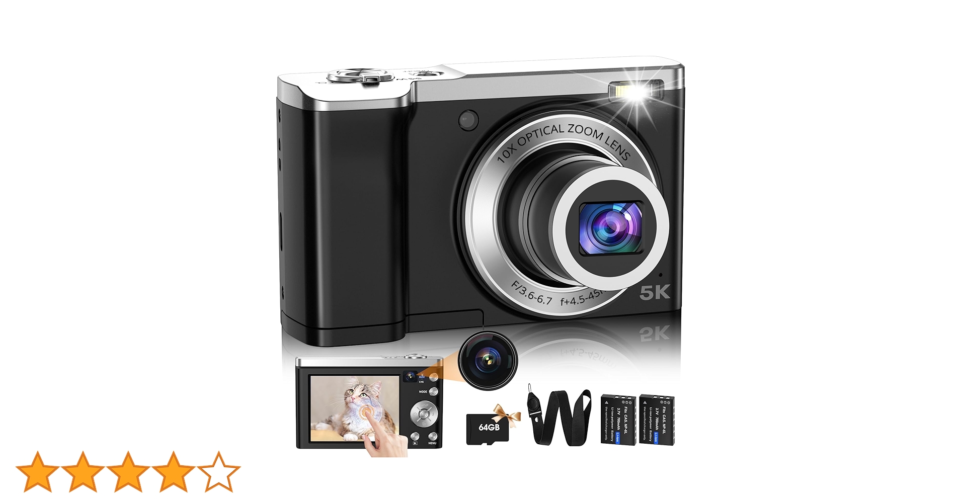 Lecnippy 5K コンパクトデジタルカメラ 10倍光学ズーム Amazon | Lecnippy 5K デジタルカメラ 光学10倍ズーム 5600万